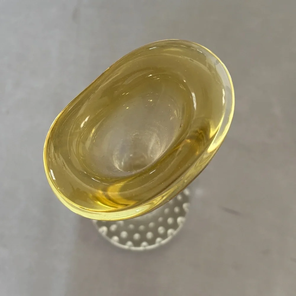 Vintage Aseda Amber Art Glass Jack in the Pulpit Vase w/ Bubble Base 7